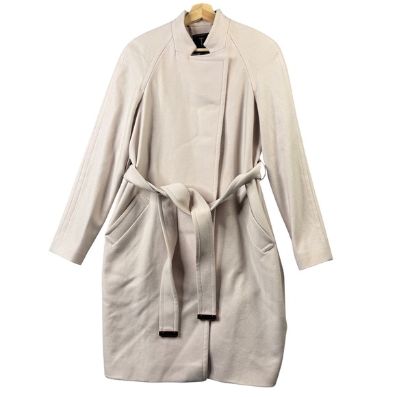 Ted Baker Jackets & Blazers - Ted Baker Appia Wool Cashmere Wrap Coat Pale Pink Rose Gold Floral Lining Size 2
